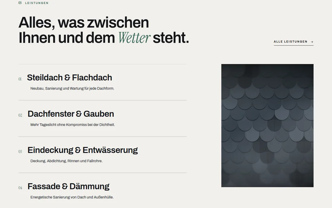 Ausschnitt der Dachdecker-Demo: Leistungsindex